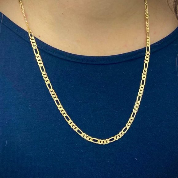 14K Solid Gold Filled Figaro Chain Necklace for Mens and Womens Inches 4mm - Picture 7 of 10